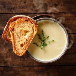 A bowl of homemade soup with fresh bread